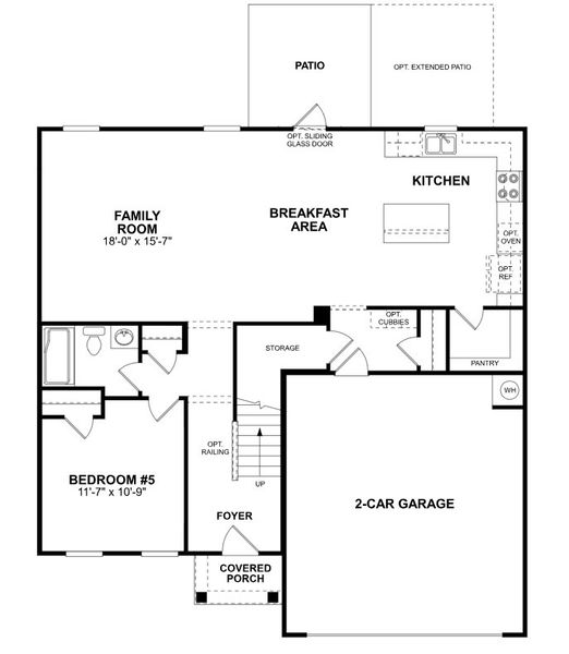 2D floor plan layout for the Erie II by M/I Homes in Bellamore, York, SC (Image 3).