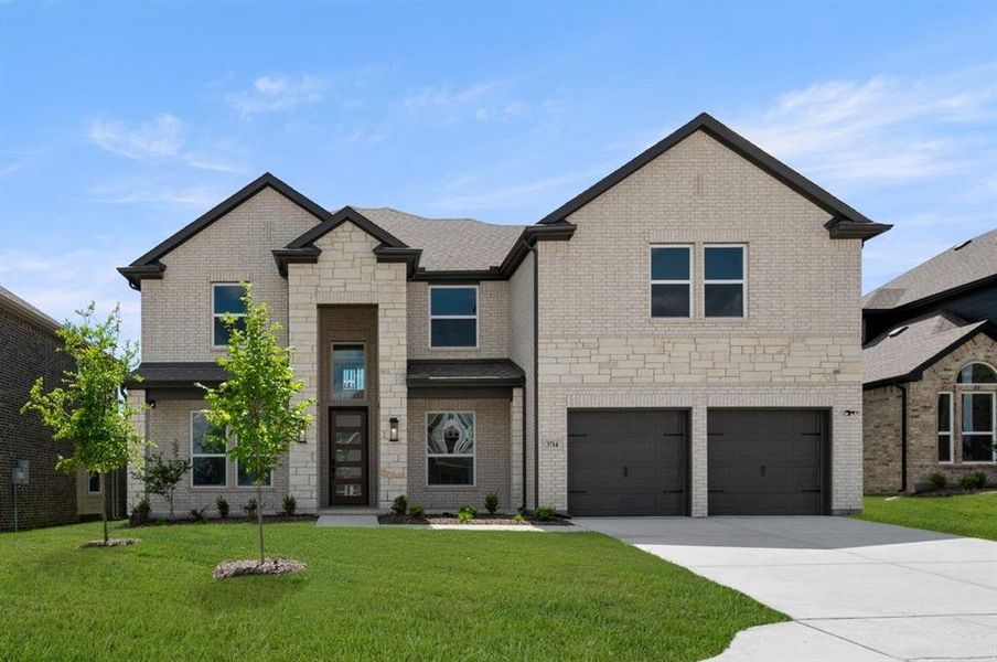 Front exterior of a new home in Westside Preserve, Midlothian, TX, highlighting curb appeal (Image 22).