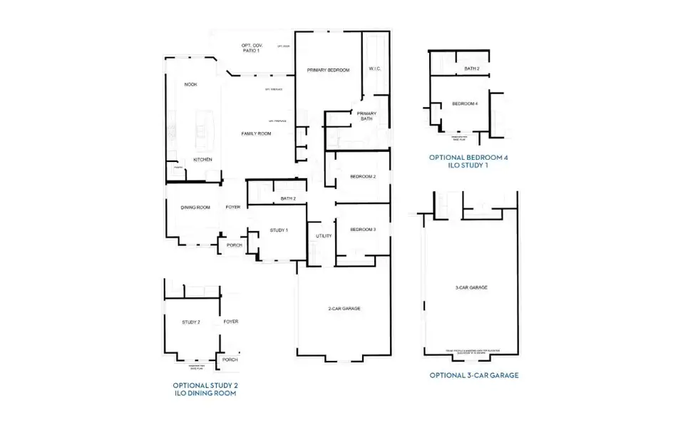 2D floor plan layout of this home in Silo Mills – Signature Series, Joshua, TX (Image 6).