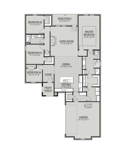2D floor plan layout for the Larson II G by DSLD Homes in Longleaf, Lumberton, TX (Image 2). 2D floor plan layout for the Larson II G by DSLD Homes in Longleaf, Lumberton, TX (Image 2).