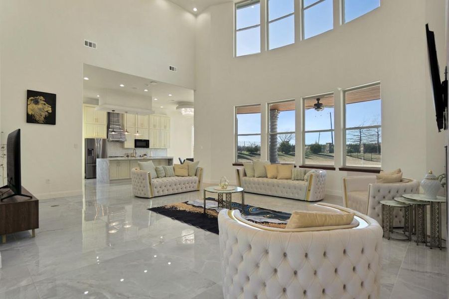 Living room featuring a wealth of natural light