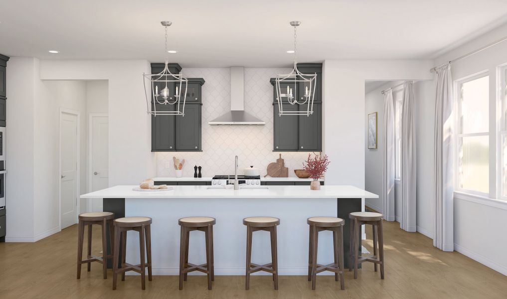 Kitchen with pendant lighting