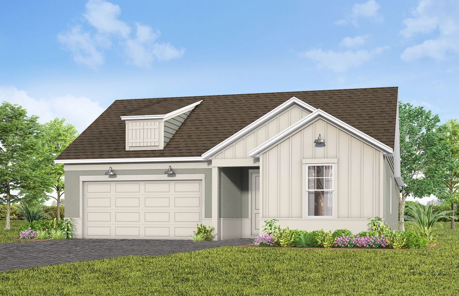 Representative exterior photo of a completed home built from the Palmary by Del Webb in Del Webb Lakehaven, Clermont, FL (Image 17).