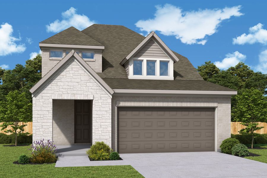 Representative exterior photo of a completed home built from the The Waco by David Weekley Homes in The Grand Prairie - Meadow Collection, Hockley, TX (Image 2).