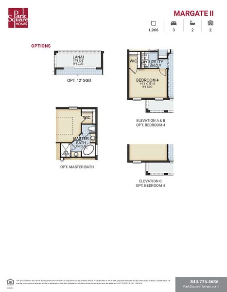 2D floor plan layout for the Margate II by Park Square Residential in Brighton, Venice, FL (Image 4).