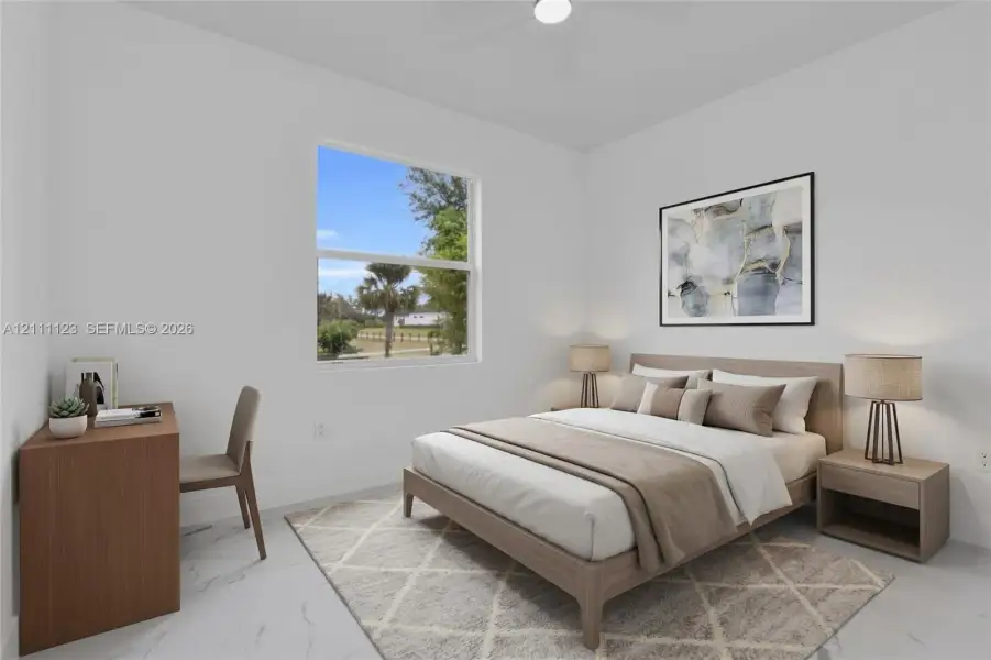 Virtually Staged: bedroom shown with furniture.