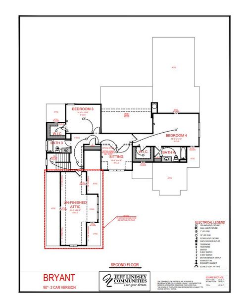 2D floor plan layout for the Bryant F 90 by Jeff Lindsey Communities in Bernhard Farms, Fayetteville, GA (Image 3).