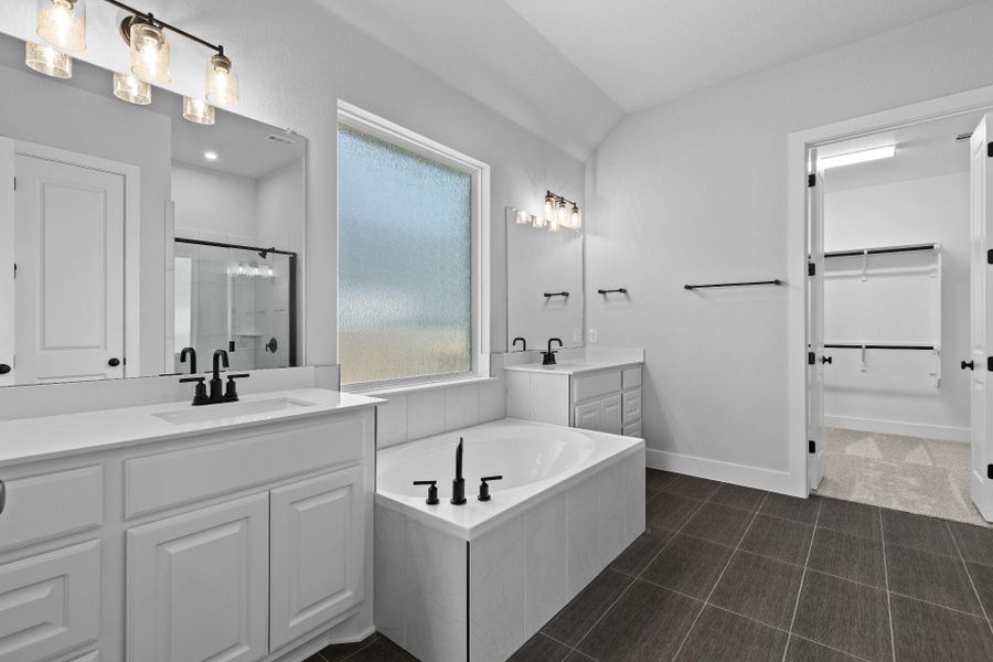 Primary Bath retreat with dual vanities & garden tub Primary Bath retreat with dual vanities & garden tub