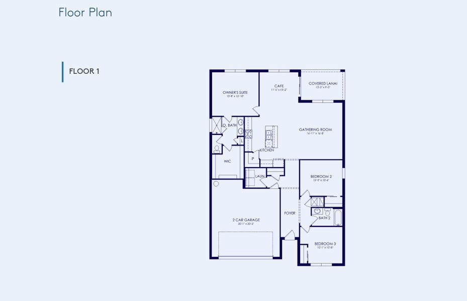 2D floor plan layout of this home in Del Webb Stone Creek, Ocala, FL (Image 3).