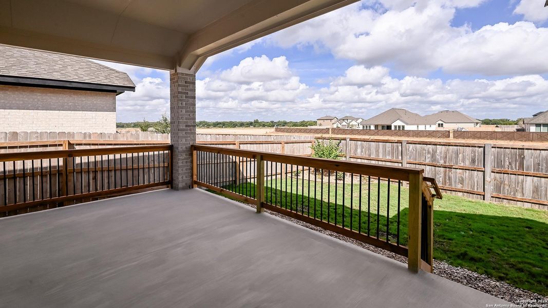 Exterior details and patio area of a home in Legacy At Lake Dunlap 50', New Braunfels (Image 4). Exterior details and patio area of a home in Legacy At Lake Dunlap 50', New Braunfels (Image 4).