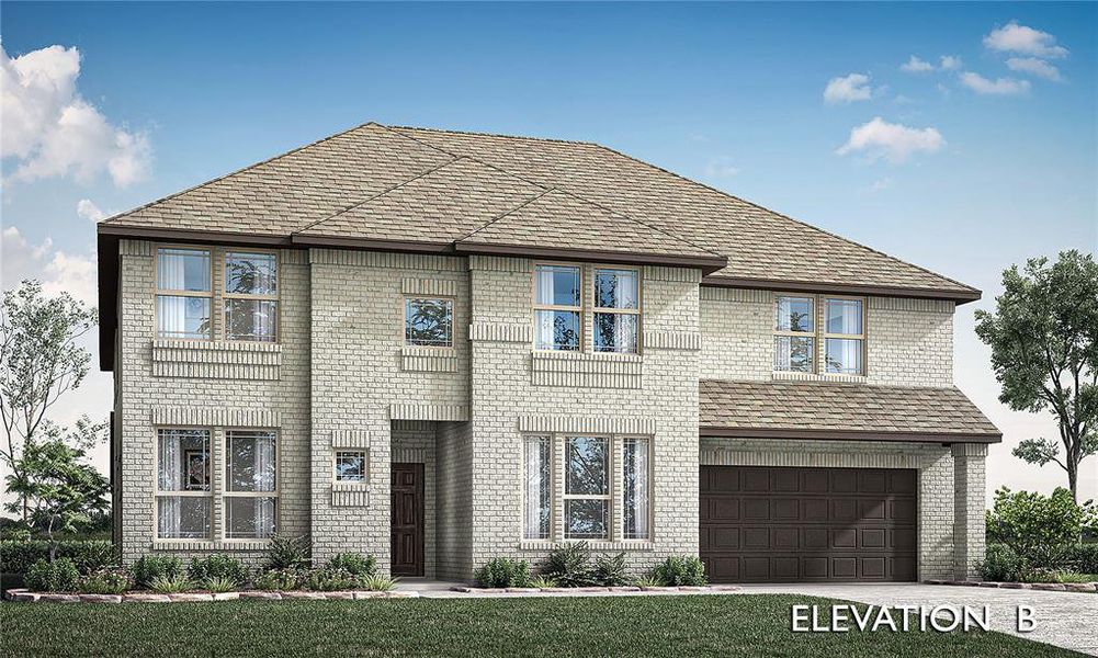 Front exterior of a new home in Union Park, Little Elm, TX, highlighting curb appeal (Image 1). Front exterior of a new home in Union Park, Little Elm, TX, highlighting curb appeal (Image 1).