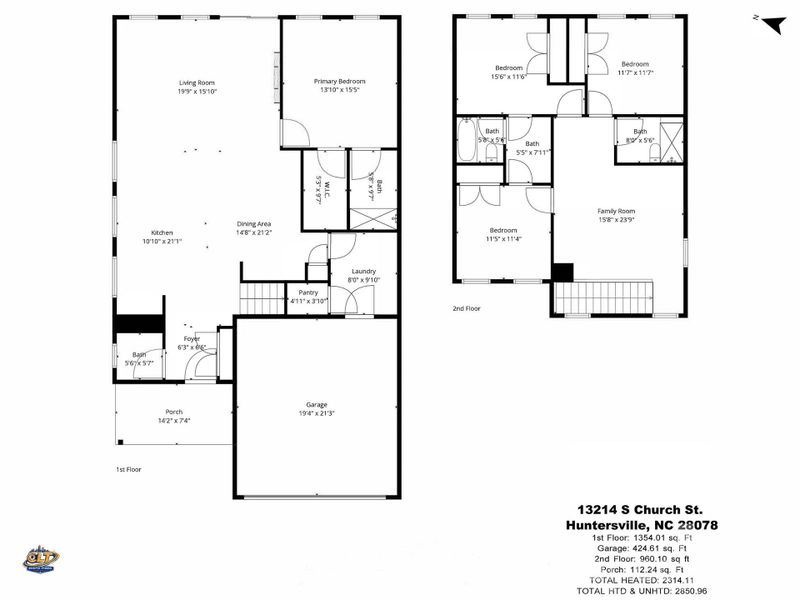 2D floor plan layout of this home in , Huntersville, NC (Image 4).
