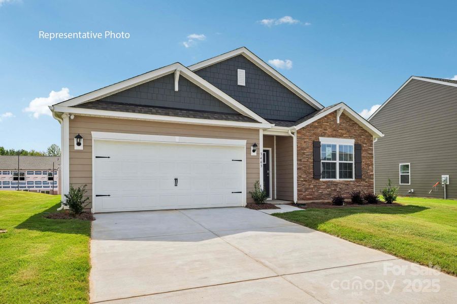 Front exterior of a new home in Brandon Creek, Gastonia, NC, highlighting curb appeal (Image 2). Front exterior of a new home in Brandon Creek, Gastonia, NC, highlighting curb appeal (Image 2).