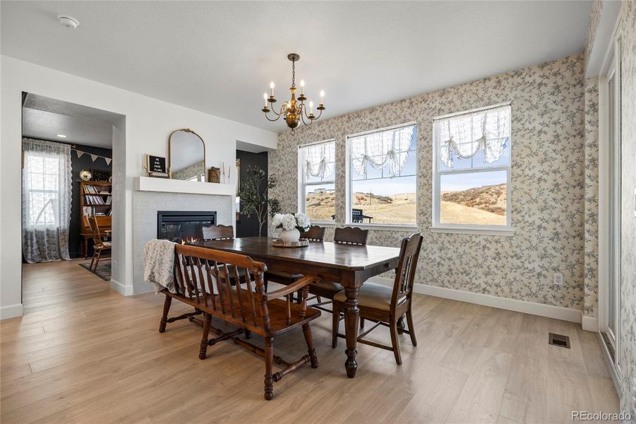 Dining area w views to stunning lot and surrounding rolling hills