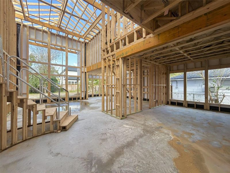 Open Concept Kitchen and Living Area. Construction Photos as of 1-12-2026