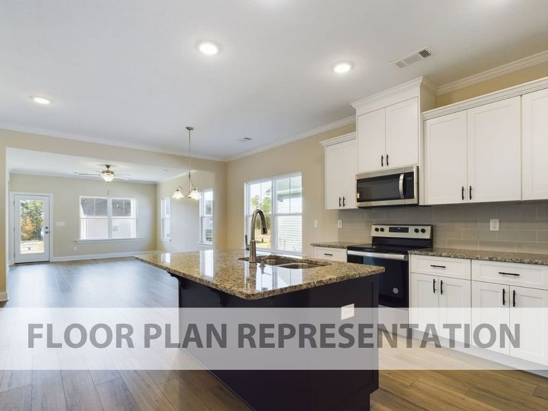 Kitchen, Cafe, and Living Area | The 1575 Plan by Ivey Homes Kitchen, Cafe, and Living Area | The 1575 Plan by Ivey Homes