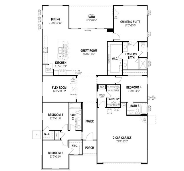 2D floor plan layout of this home in Miravida, Surprise, AZ (Image 2).