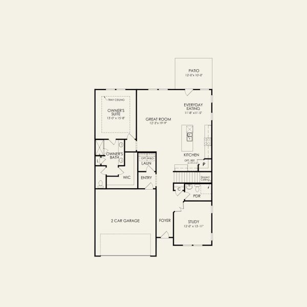 2D floor plan layout for the Kirby by Pulte Homes in Riverstone, Monroe, NC (Image 3). 2D floor plan layout for the Kirby by Pulte Homes in Riverstone, Monroe, NC (Image 3).