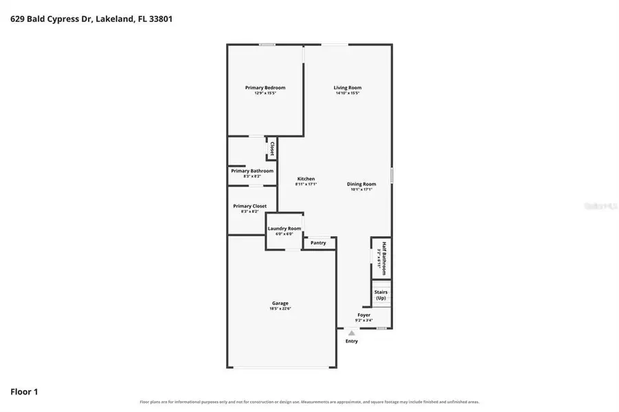 2D floor plan layout of this home in Cypress Point at Lake Parker, Lakeland, FL (Image 7).