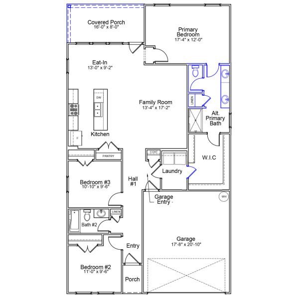 2D floor plan layout of this home in Citadel Point at Southbridge, Sneads Ferry, NC (Image 3).