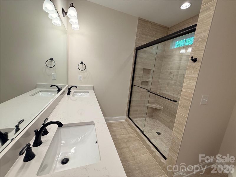 ...and large walk-in tile shower.
