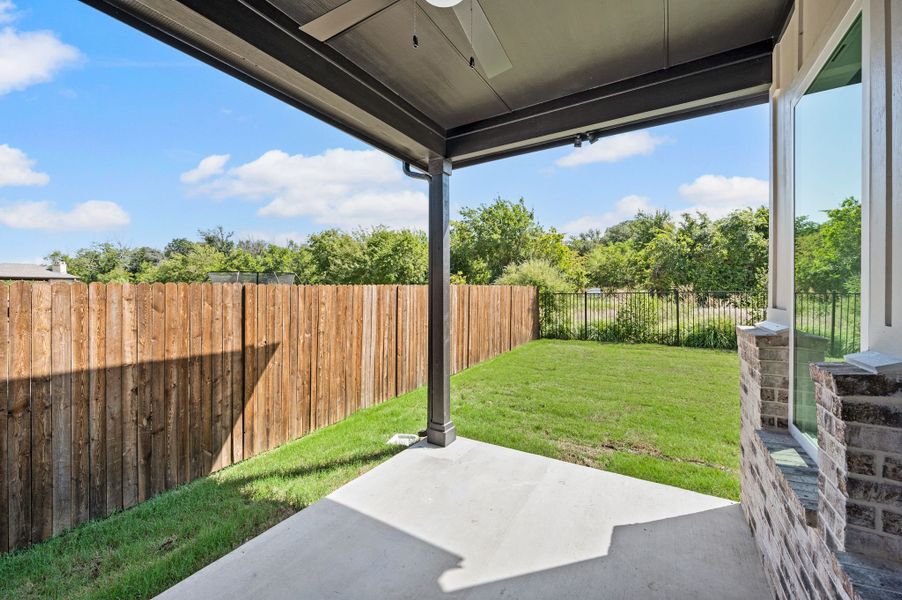 Exterior details and patio area of a home in Parks of Aledo, Aledo (Image 25).