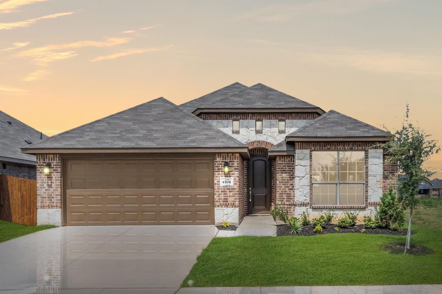 Elevation A with Stone | Concept 1638 at Chisholm Hills in Cleburne, TX by Landsea Homes