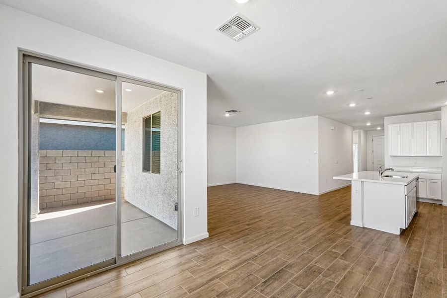 Dining to kitchen and great room