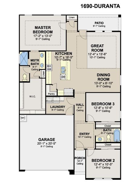 2D floor plan layout of this home in Paloma Ranch, Harlingen, TX (Image 4).