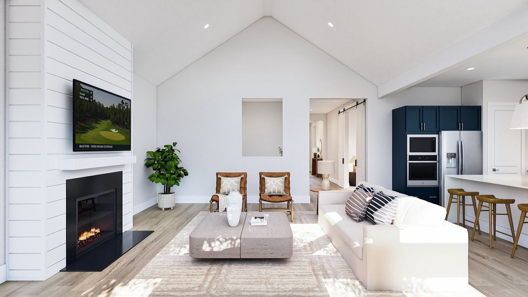 Great Room with Shiplap Fireplace Great Room with Shiplap Fireplace