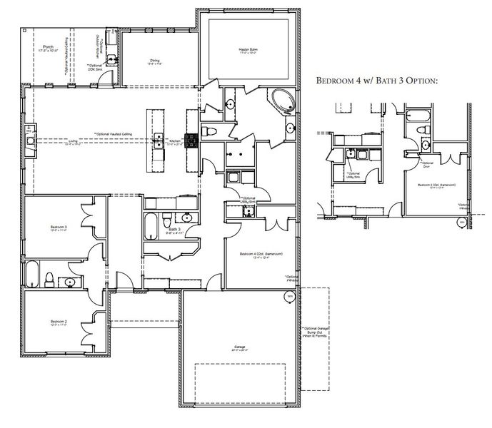 2D floor plan layout for the The Emily by Reece Homes in Oakmont, Bryan, TX (Image 5).