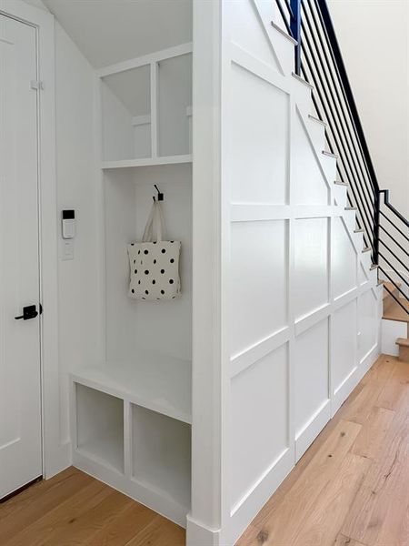 Mudroom featuring light wood-style flooring Mudroom featuring light wood-style flooring