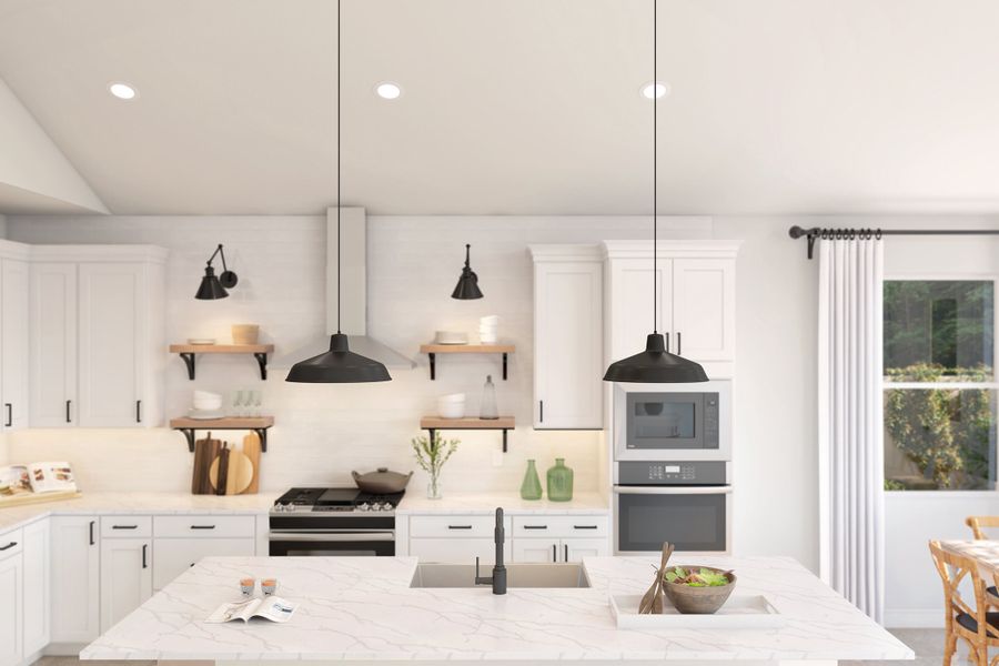 Kitchen with pendant lighting