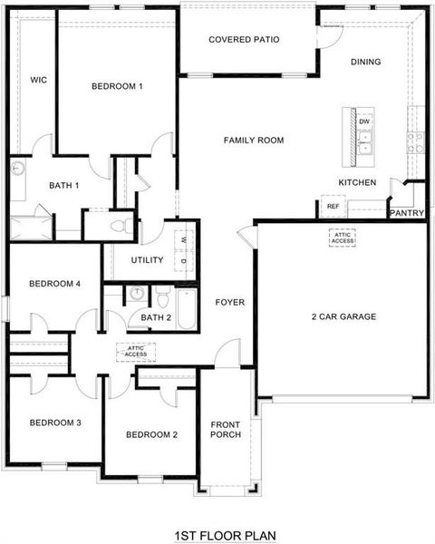2D floor plan layout of this home in Waverly Estates, Josephine, TX (Image 3).