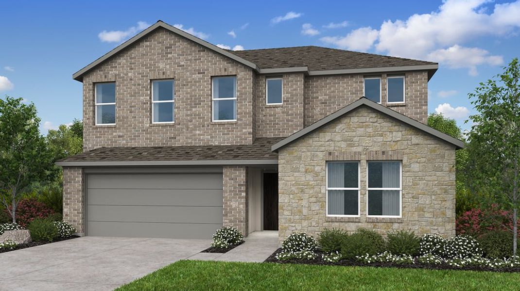 Representative exterior photo of a completed home built from the Round Rock by Taylor Morrison in Parks at Foster Crossing, Anna, TX (Image 2). Representative exterior photo of a completed home built from the Round Rock by Taylor Morrison in Parks at Foster Crossing, Anna, TX (Image 2).