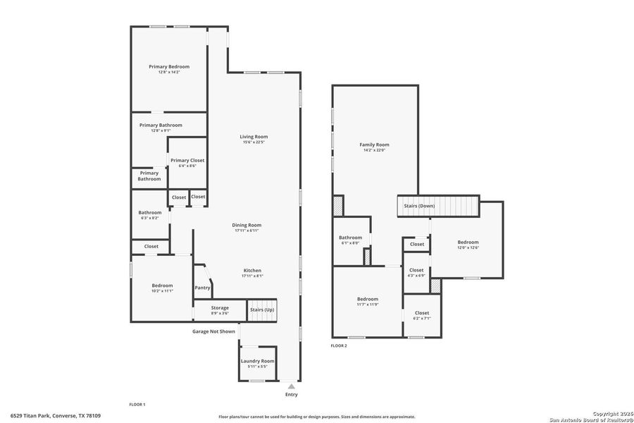 2D floor plan layout of this home in Hightop Ridge, Converse, TX (Image 3).