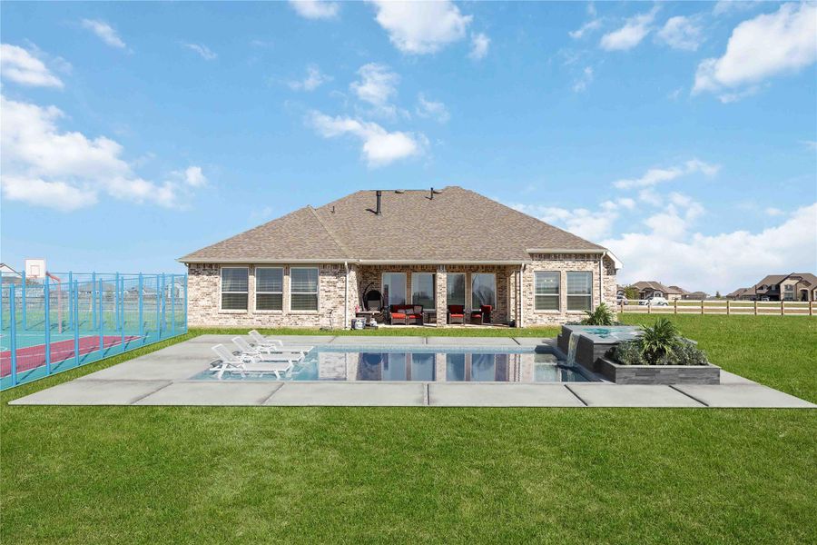 Virtually staged backyard.