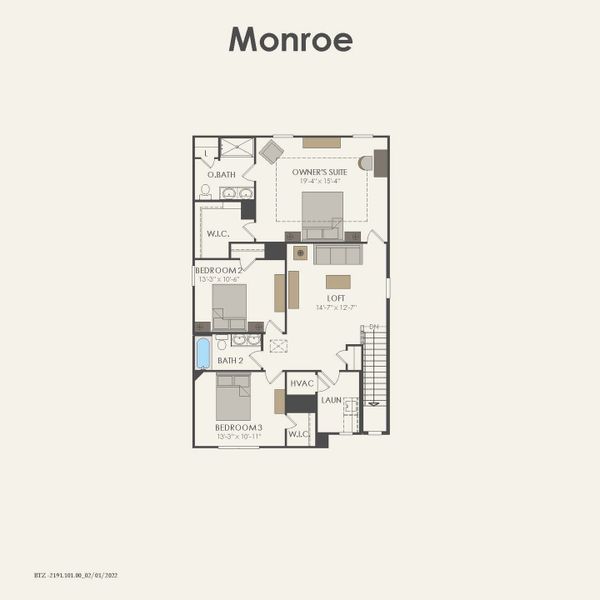 2D floor plan layout for the Monroe by Centex in Clearhaven, Princeton, TX (Image 5).