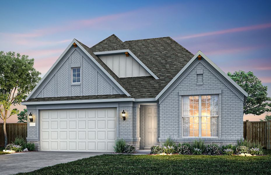 Representative exterior photo of a completed home built from the Doucette by Pulte Homes in Saddleback at Santa Rita Ranch, Liberty Hill, TX (Image 20).