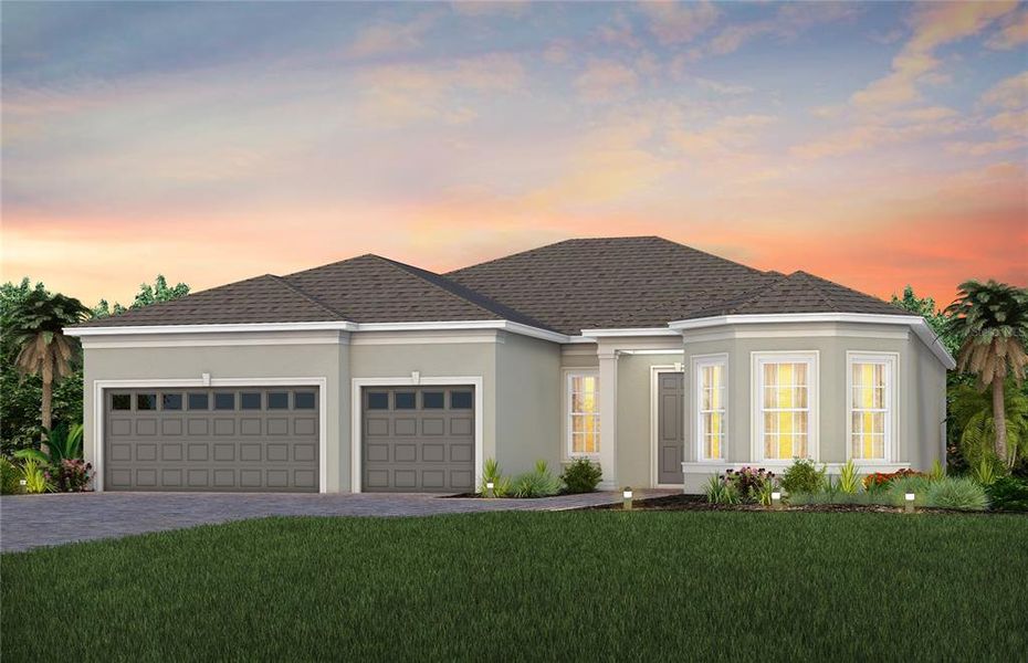 Exterior Design. Artistic rendering for this new construction home. Pictures are for illustrative purposes only. Elevations, colors and options may vary.