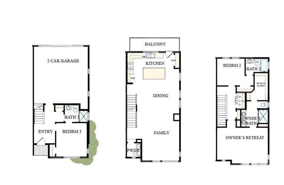 2D floor plan layout of this home in Central Living at Craig, Charlotte, NC (Image 4).