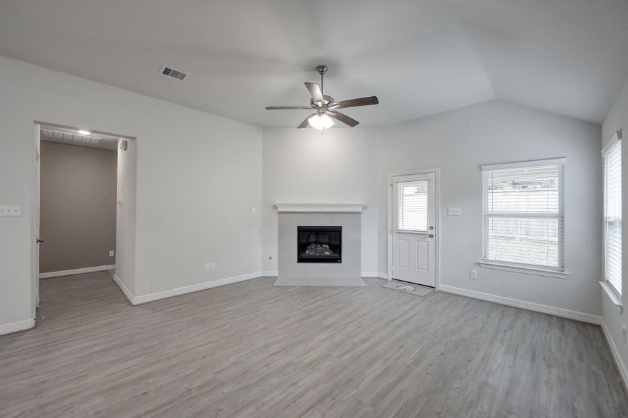 Family room with gas log fireplace