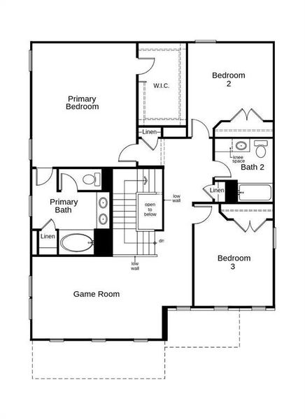 This floor plan features 3 bedrooms, 2 full baths, 1 half bath, and over 2,300 square feet of living space.