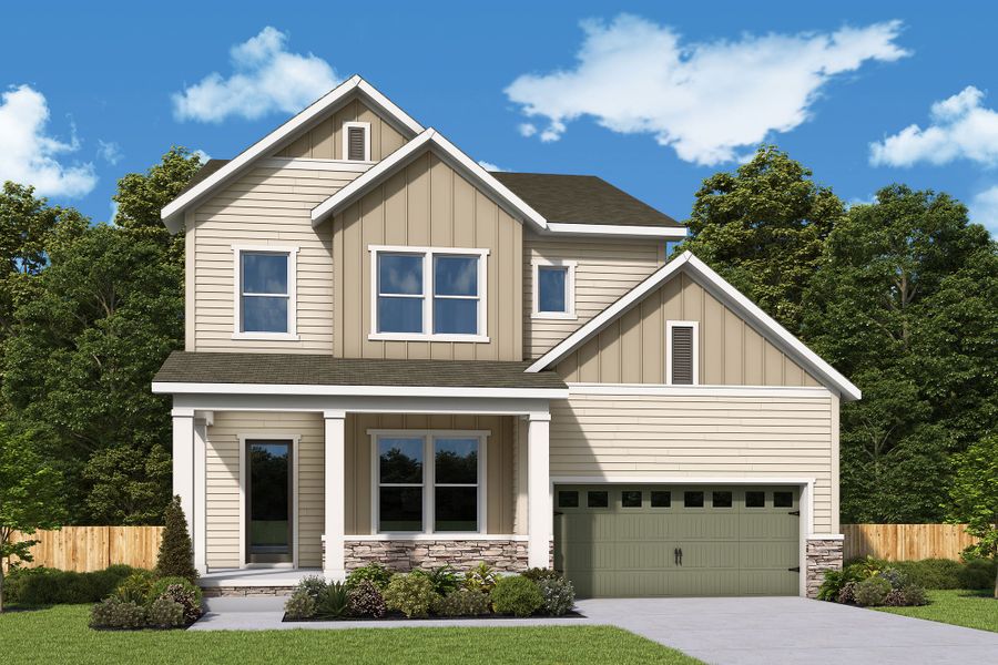 Representative exterior photo of a completed home built from the The Wedgewood by David Weekley Homes in The Reserve at Cadia Village, Matthews, NC (Image 1). Representative exterior photo of a completed home built from the The Wedgewood by David Weekley Homes in The Reserve at Cadia Village, Matthews, NC (Image 1).