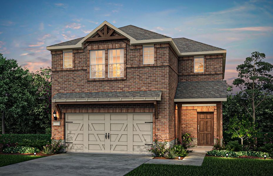 The Sienna, a two-story home with 2-car garage, sh