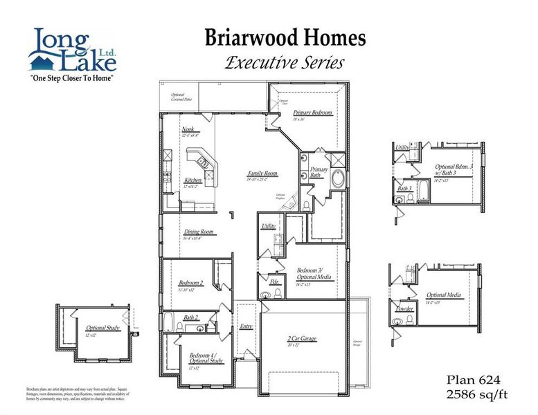 Plan 624 features 4 bedrooms, 2 baths, 1 half bath and over 2,500 square feet of living space.