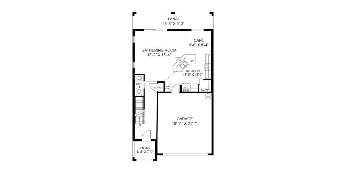 2D floor plan layout for the Seabrooke II by Highland Homes of Florida in Touchstone, Lakeland, FL (Image 4).