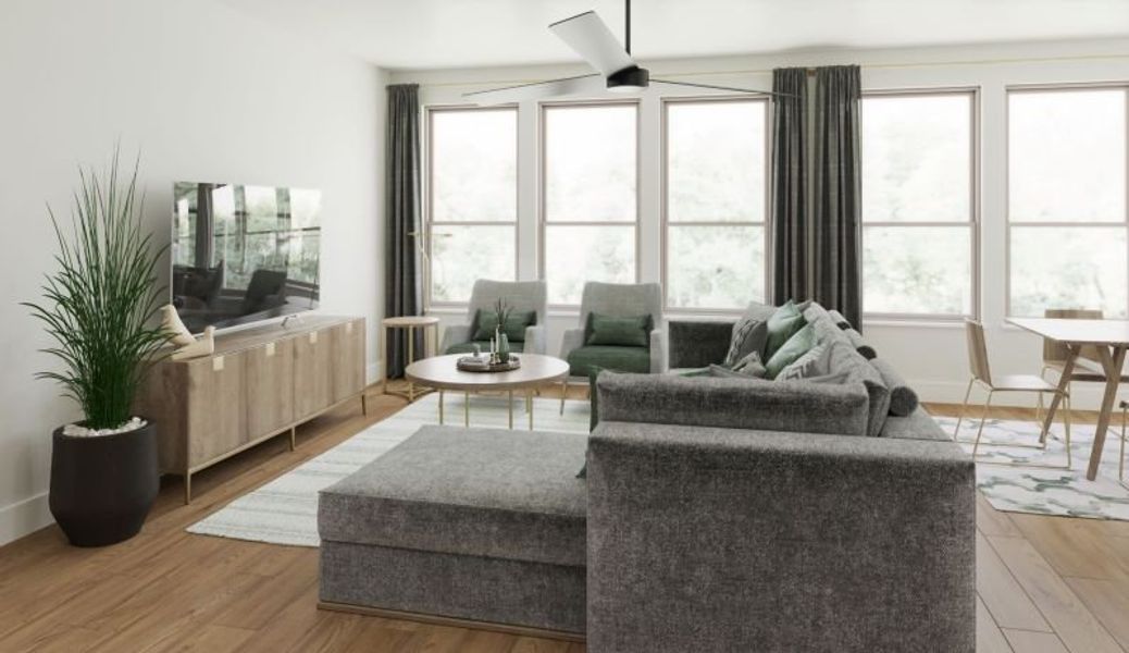 Representative furnished interior of a home built from the Palmer by Cadence Homes in Linkside Las Colinas, Irving (Image 8).