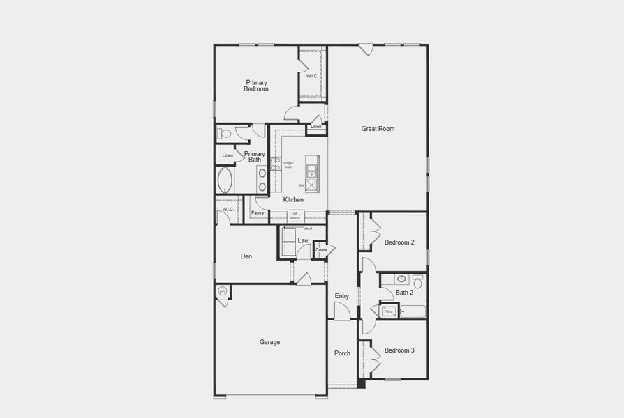 2D floor plan layout for the 1965 Modeled by KB Home in Brighton Preserve, Hockley, TX (Image 3).