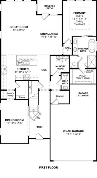 The El Paso floor plan by K. Hovnanian Homes. 1st floor shown. *Prices, plans, dimensions, features, specifications, materials, and availability of homes or communities are subject to change without notice or obligation.